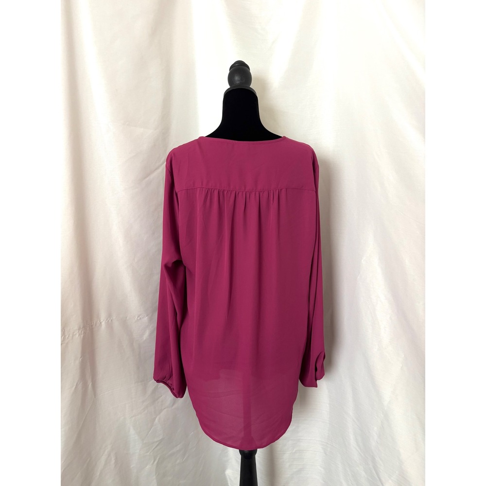 Torrid Harper Pink Blouse V-Neck Long Sleeve Size 0 - Picture 3 of 4